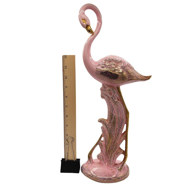 1980s Large Hawaiian Pottery Ceramic Long-Legged Flamingo Figurine by Found Memories For Sale - Image 10 of 11