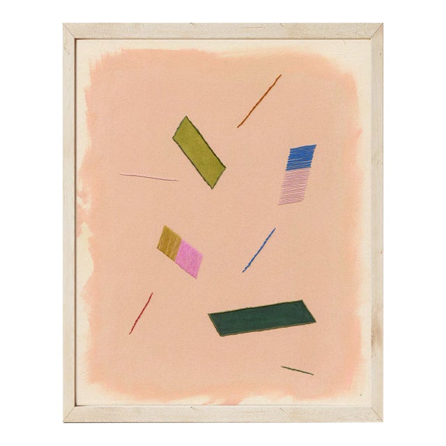 Blush Pink Playful Abstract 'Confetti' Art Print, Geometric Shapes, 38 X 30 Print in Wood Frame For Sale