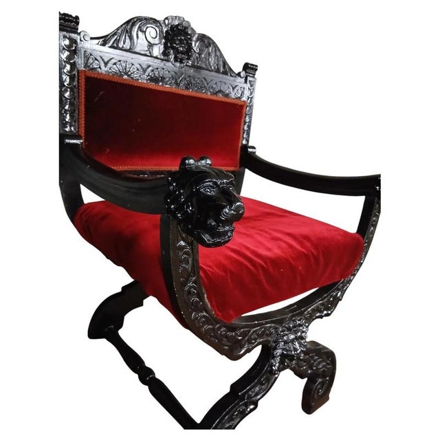 Victorian Carved Oak Throne Chair Material: Oak A substantial Victorian throne-style carver chair, crafted in solid oak...