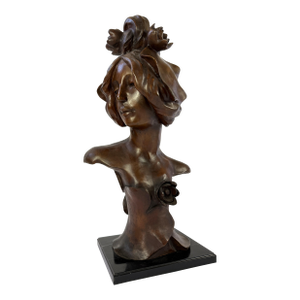 Late 20th Century Art Nouveau Female Bust Bronze Sculpture