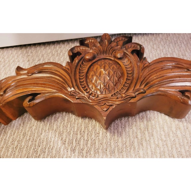 Vintage Solid Wood Pineapple Carved Piedemont Wall Plaque Room Decor For Sale In West Palm - Image 6 of 11