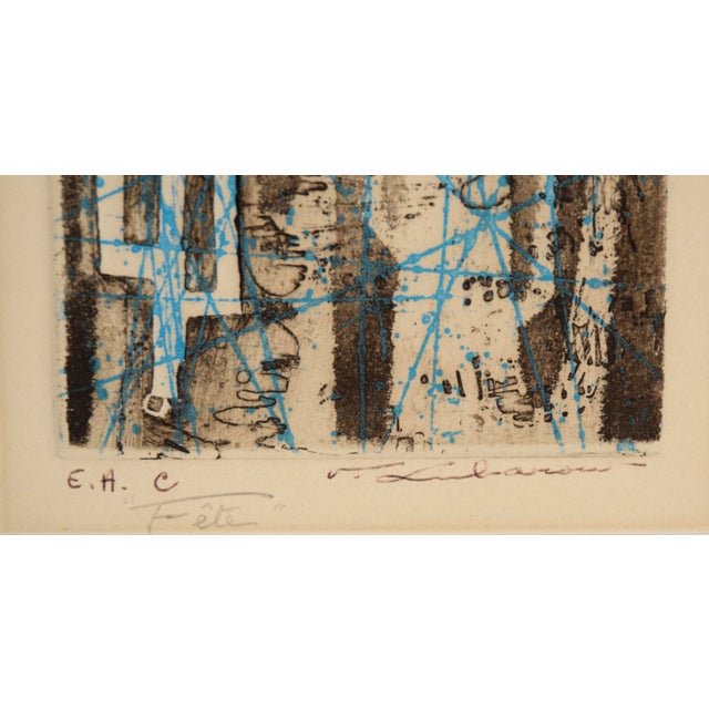 1960s "Fete" Mid Century Modern Abstract Etching & Aquatint on Paper (Artist's Proof) by Renée Lubarow For Sale - Image 5 of 6