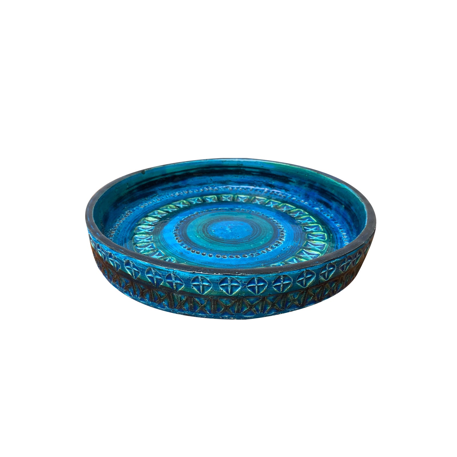 Large Mid-Century Rimini Blu Pottery Bowl by Aldo Londi for