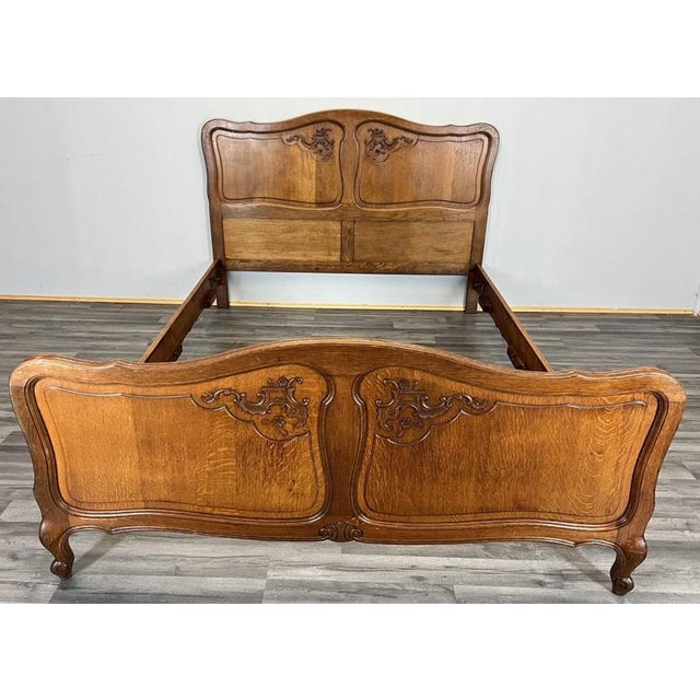 Vintage French Louis XVI Double Bed Frame in Oak For Sale - Image 12 of 12
