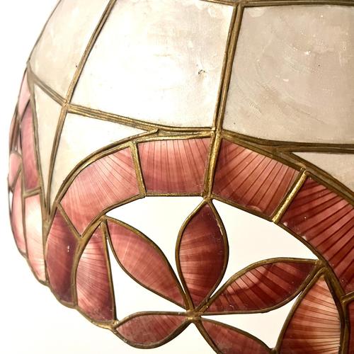Cream Vintage Capiz Two-Tone Lampshade For Sale - Image 8 of 12