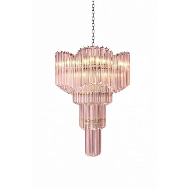 Murano Glass Sputnik Pink Quadriedro Spyral Italian Chandelier Diameter 60 cm = 23.7" Height 80 cm = 31.5 " more chain and...