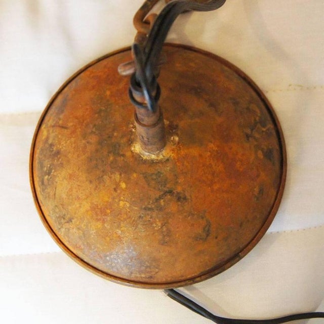 Early 20th Century Industrial Wood and Metal Hanging Ceiling Lamp For Sale - Image 4 of 6
