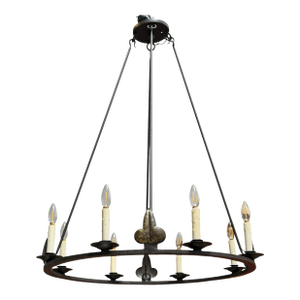 18c Style Spanish Colonial Wrought Iron 8 Lite Chandelier by Randy Esada Designs