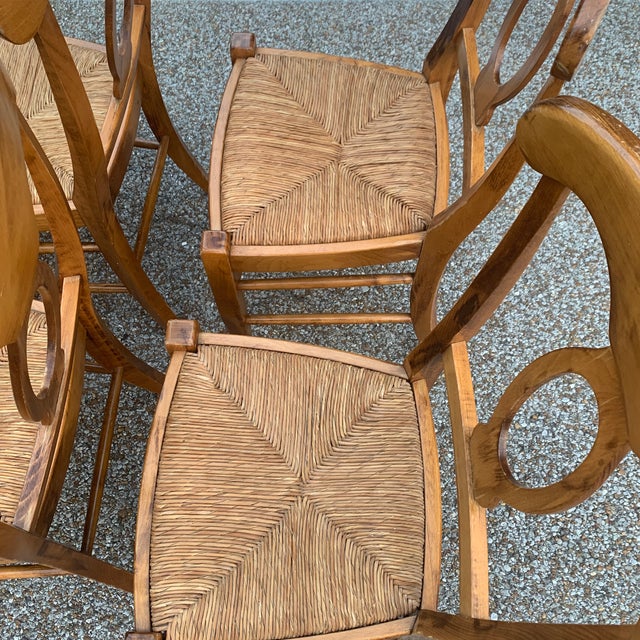Pottery Barn Natural Wood Finish Rush Seat Chairs Set of 6 Chairish