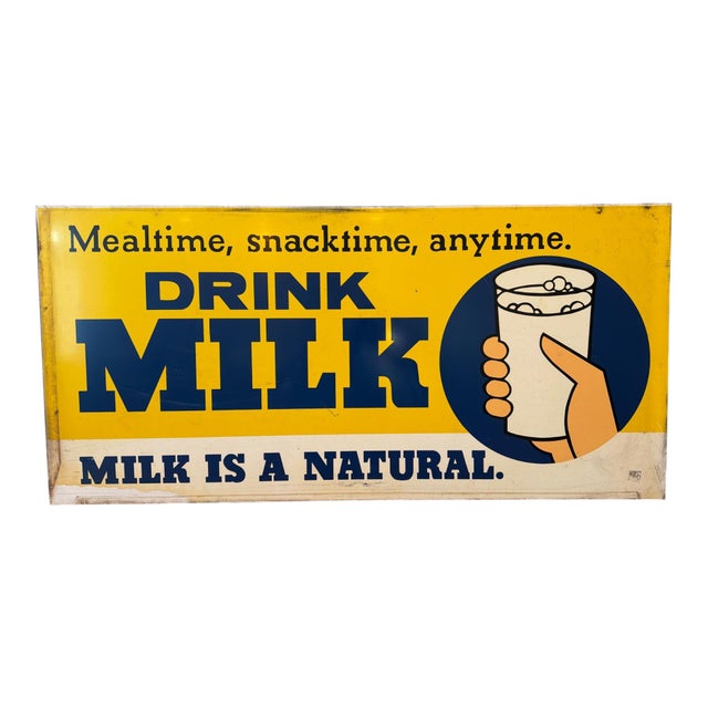 Metal Vintage Connecticut "Drink Milk" Dairy Advertising Metal Sign, 44 Inches For Sale - Image 7 of 18