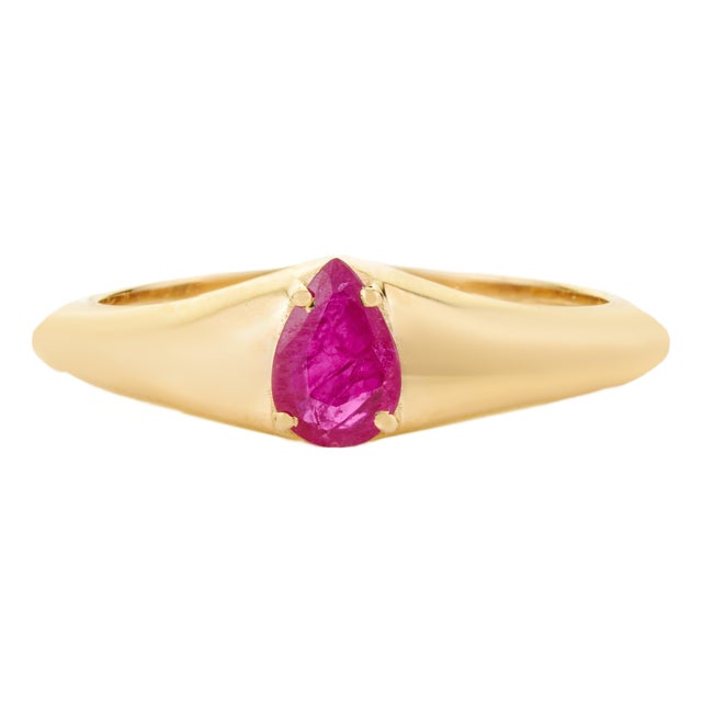 14k Yellow Gold Prong Set Natural Ruby Ring Size 4 by VRJewels For Sale