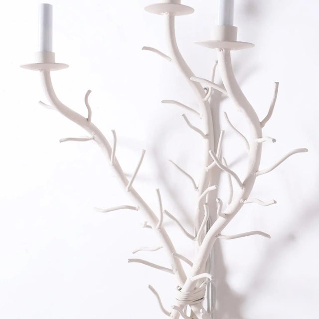 Late 20th Century Pair of Mid-Century Faux Coral Wall Sconces For Sale - Image 5 of 8