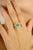 Art Nouveau 18k Halo Diamond Round Emerald Bridal Ring Size 6 For Sale - Image 3 of 12