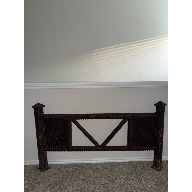 Rustic Antique Tramp Art Bed For Sale - Image 3 of 12
