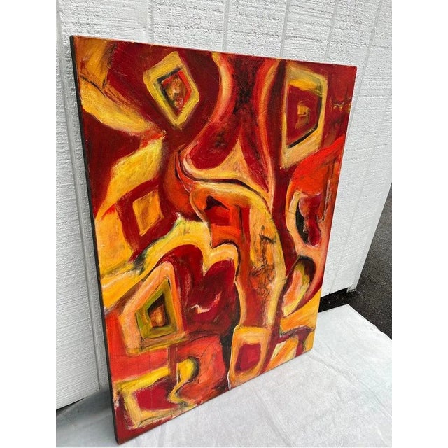 Large Yellow and Red Abstract by Carol Bertrand For Sale - Image 4 of 12