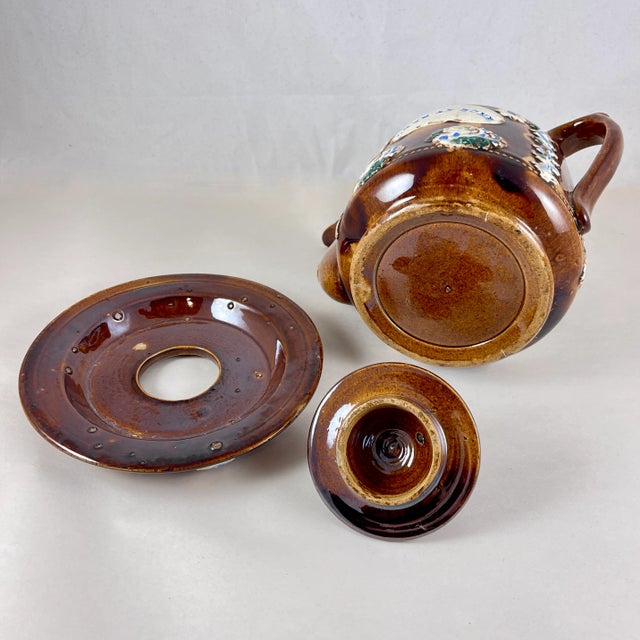 English Measham Bargeware Love at Home Teapot on Stand For Sale - Image 4 of 12