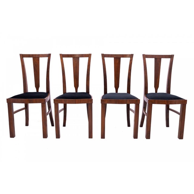 Art Deco Round Table with Four Chairs, Poland, 1940s, Set of 5 For Sale - Image 3 of 18