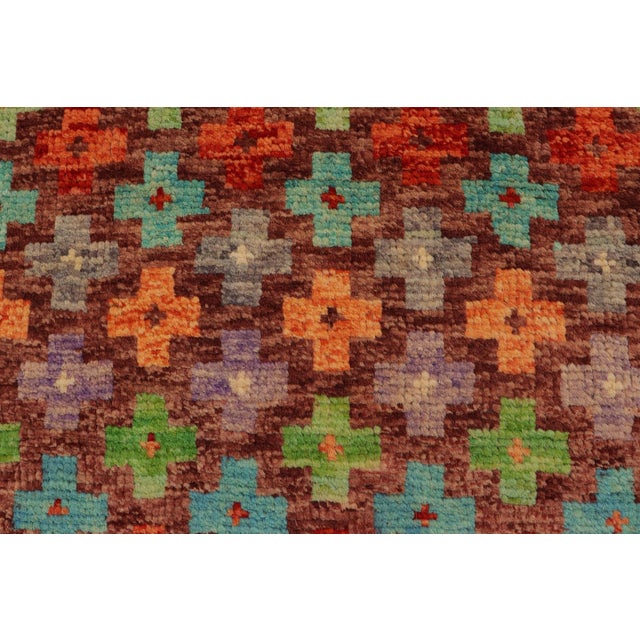 1990s Eclectic Balochi Brown/Rust Wool Rug - 3'3''x4'11'' For Sale - Image 5 of 11