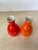 Mid-Century Modern Pair Vintage Omc Japan Ceramic Sake Bottles, Red & Orange For Sale - Image 3 of 7