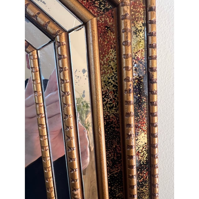 Vintage Mid Century Wall Mirror 1980s Postmodern Windsor Gold Frame For Sale - Image 10 of 11
