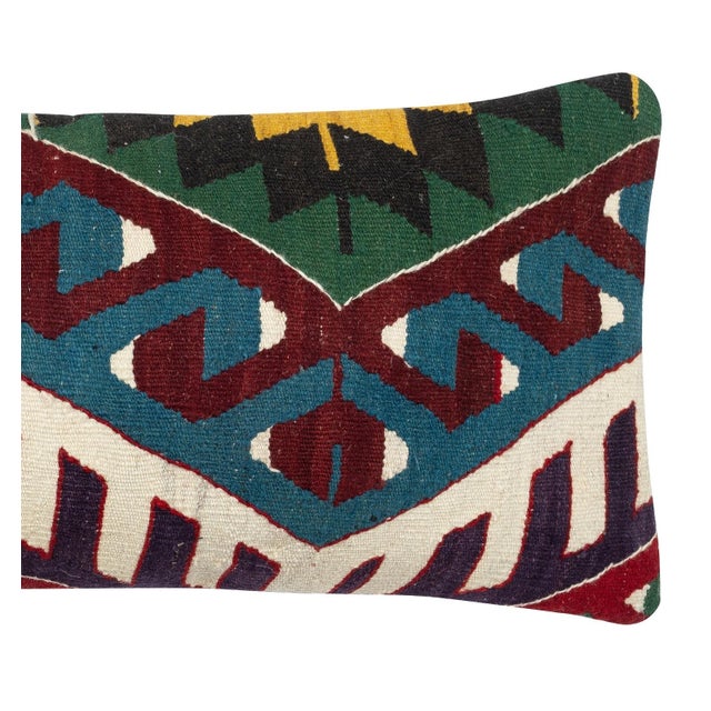 14"x28" Handmade Turkish Kilim Cushion Cover. Lumbar Pillow Cover. Accent Pillow For Sale - Image 4 of 5