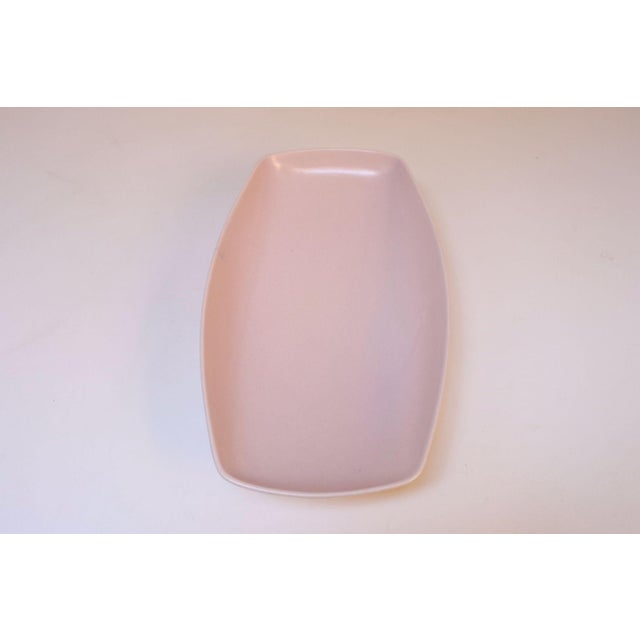 Pink Vintage Pink Ceramic Elongated Footed Tray by Royal Haeger For Sale - Image 8 of 12