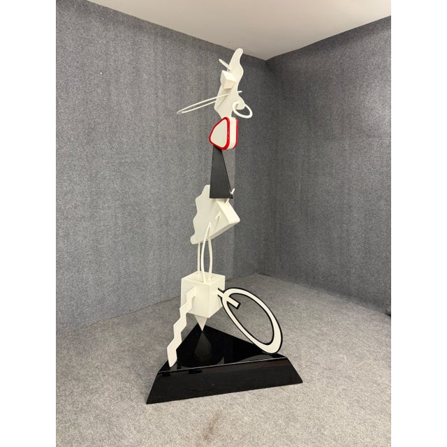 Metal Brad Howe Large Postmodern Abstract Mixed Metal Sculpture on Base, Signed For Sale - Image 7 of 7