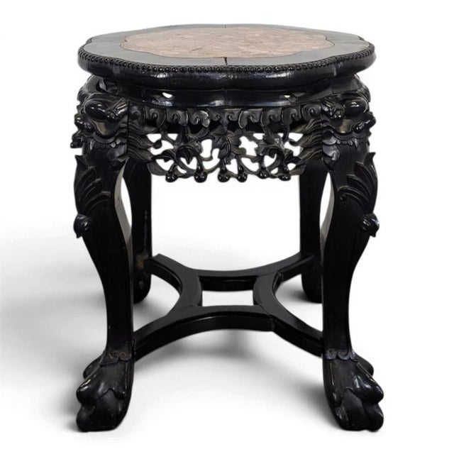 Brown Side Table in Ironwood with Marble Top For Sale - Image 8 of 8