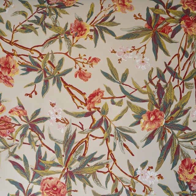 Late 20th Century Deadstock Ralph Lauren Vinyl Wallpaper- Climbing Oleander in Cream For Sale - Image 17 of 17