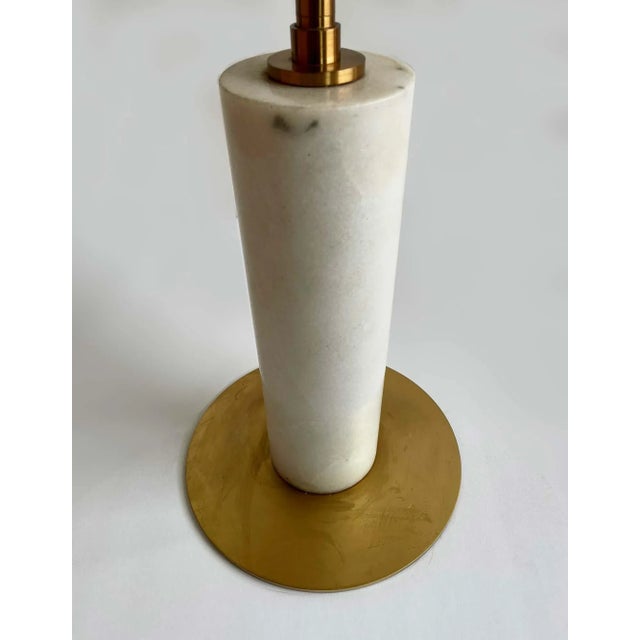 Mid-Century Modern Vintage Occasional Table • Marble and Brass Plate For Sale - Image 3 of 5