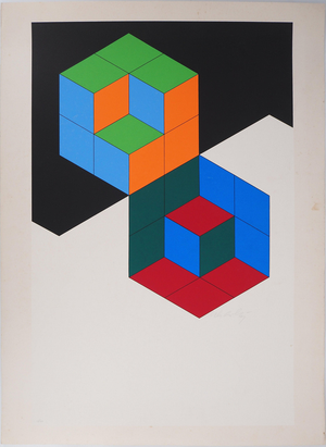 Victor Vasarely, Composition cinétique Bi Hexa, Screen Print
