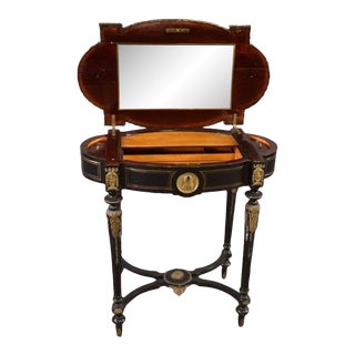 Antique Empire Bronze Mounted & Inlaid Vanity Dressing Table For Sale