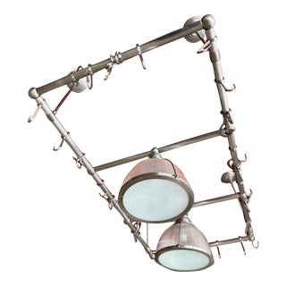 Steel Pot Rack With Holophane Lights For Sale