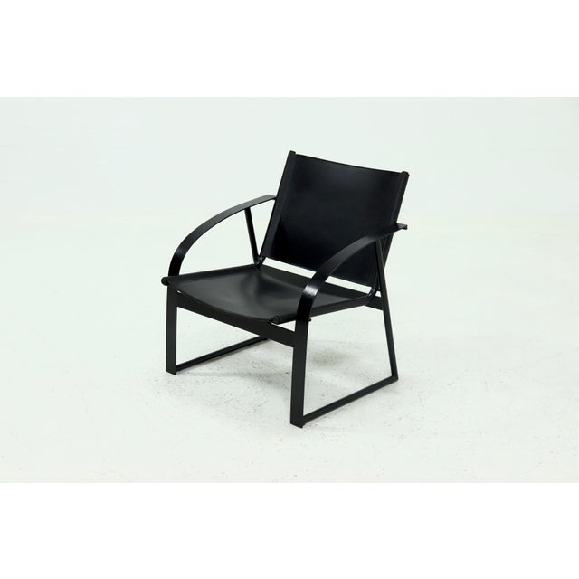 Postmodern Saddle Leather and Steel Lounge Chair, 1980s For Sale - Image 15 of 15