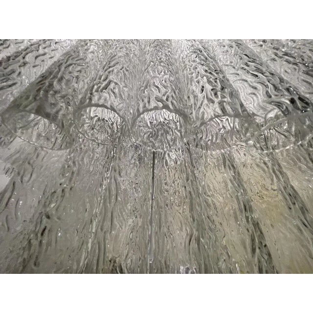 Large Textured Glass Chandelier, 1980s For Sale - Image 4 of 13