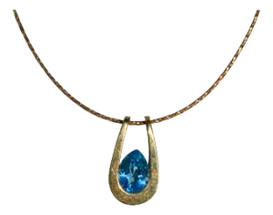 The Gwendolyn: Ladies 14K Yellow Gold and Topaz Twisted Wire Cable Necklace