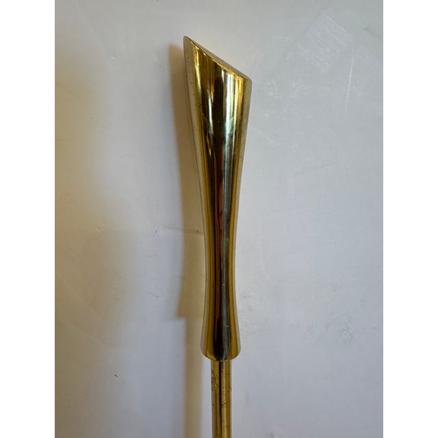 Metal Midcentury Modern Brass Fireplace Tools -Set of 4 For Sale - Image 7 of 9