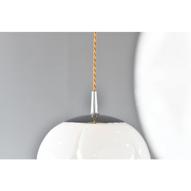 Gold Mid-Century Opaline Pendant Lights by Peill & Putzler, 1960s, Set of 2 For Sale - Image 8 of 10