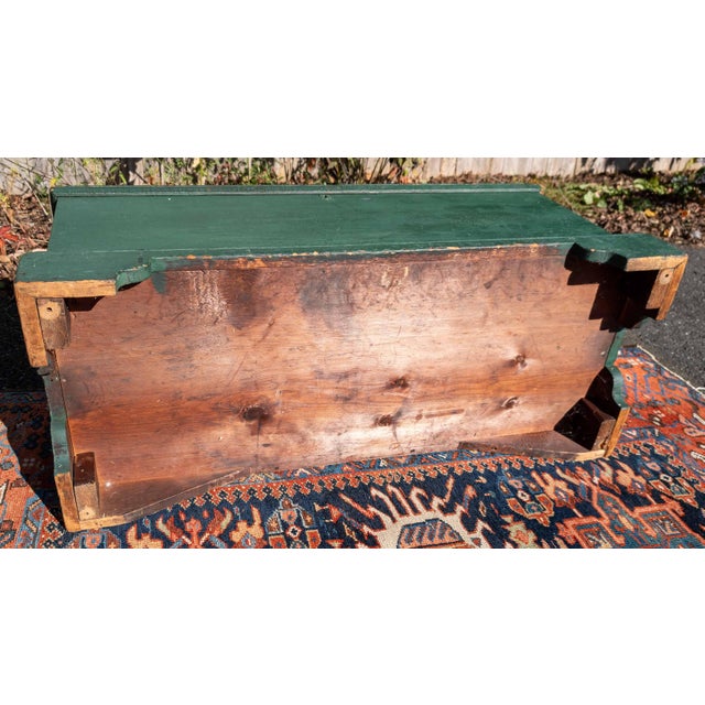 19th Century American New England Pine Blanket Chest in Old Green Paint For Sale - Image 18 of 18