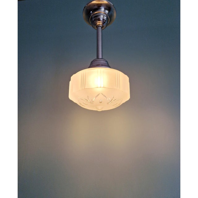 Art Deco Pendant Light in Frosted Glass, 1920s For Sale - Image 4 of 12