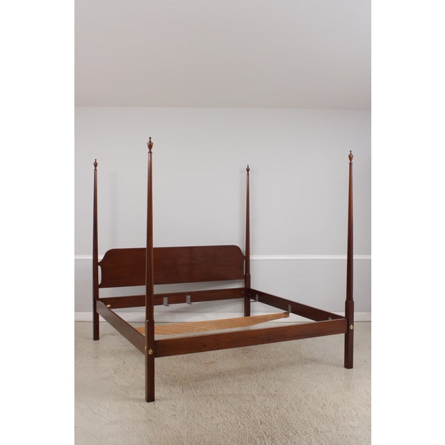 Traditional Councill Craftsmen King Size Mahogany Pencil Point Bed For Sale - Image 3 of 16
