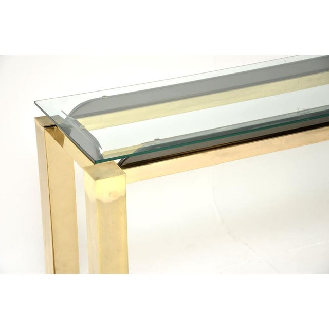 1970s Vintage Italian Brass and Glass Console Table, 1970 For Sale - Image 5 of 11