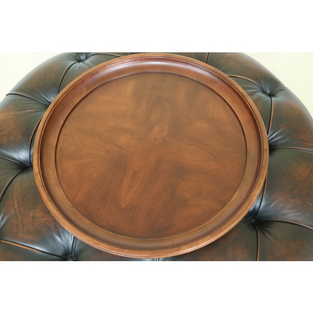 Large Round Tufted Leather Ottoman Coffee Table Chairish