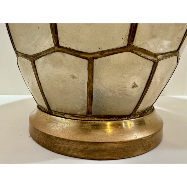 Vintage Capiz Shell Table Lamp Double Tier Mother of Pearl Shade For Sale In Atlanta - Image 6 of 10