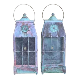 Small Pair of Vintage Handcrafted Wall-Mounted Brass Lantern