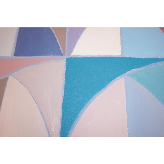 Art Deco 2026, Bauhaus Arches Sequence, Acrylic Paint on Canvas, Blue Geometric Drift, Architecture Patterns by Natalia Roman For Sale - Image 3 of 8