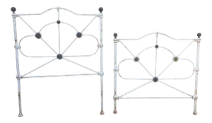 19th Century Shabby Chic Iron Bedframe - 2 Pieces