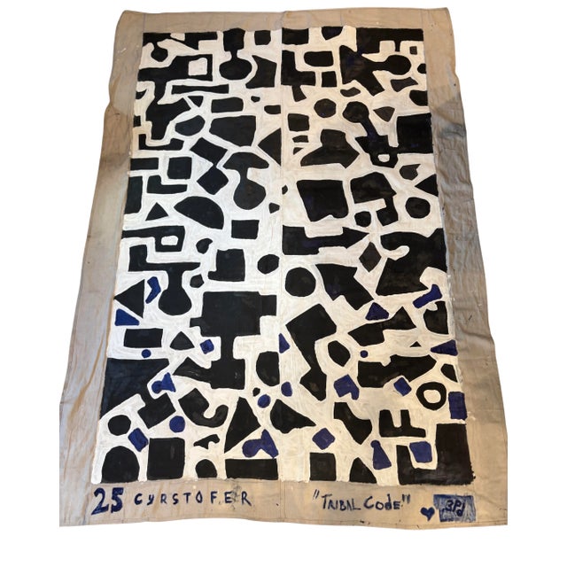 Textile Large Contemporary Black & White Abstract Painting by Christopher Shoemaker 8 Ft. X 6 Ft. For Sale - Image 7 of 9