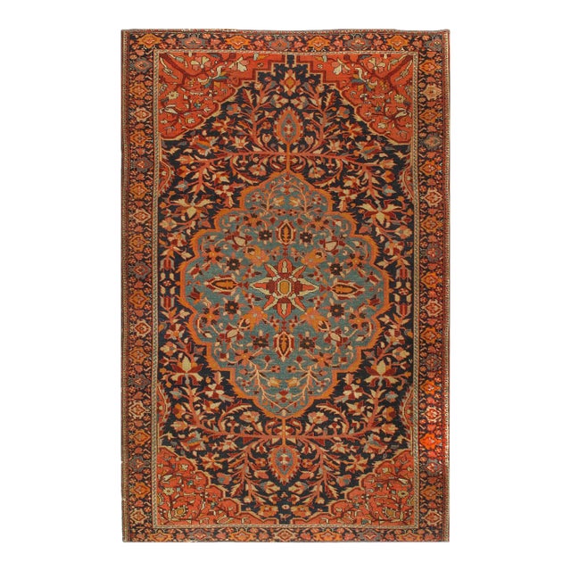 Late 19th Century Antique Persian Sarouk Farahan Rug - 4′5″ × 6′9″ For Sale