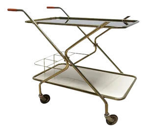 Vintage Serving Cart with Glass Tops